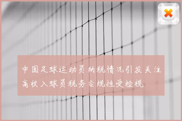 中国足球运动员纳税情况引发关注高收入球员税务合规性受检视